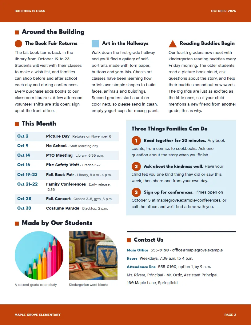 Building Blocks newsletter template, page 2