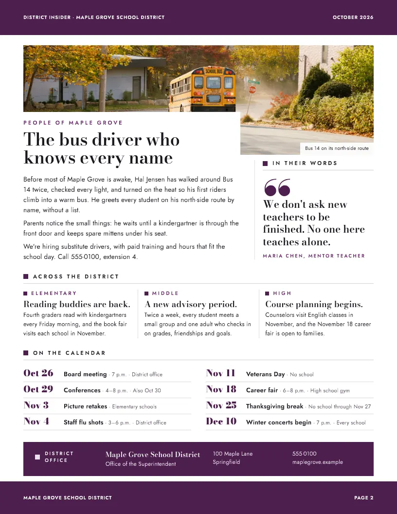 District Insider newsletter template, page 2