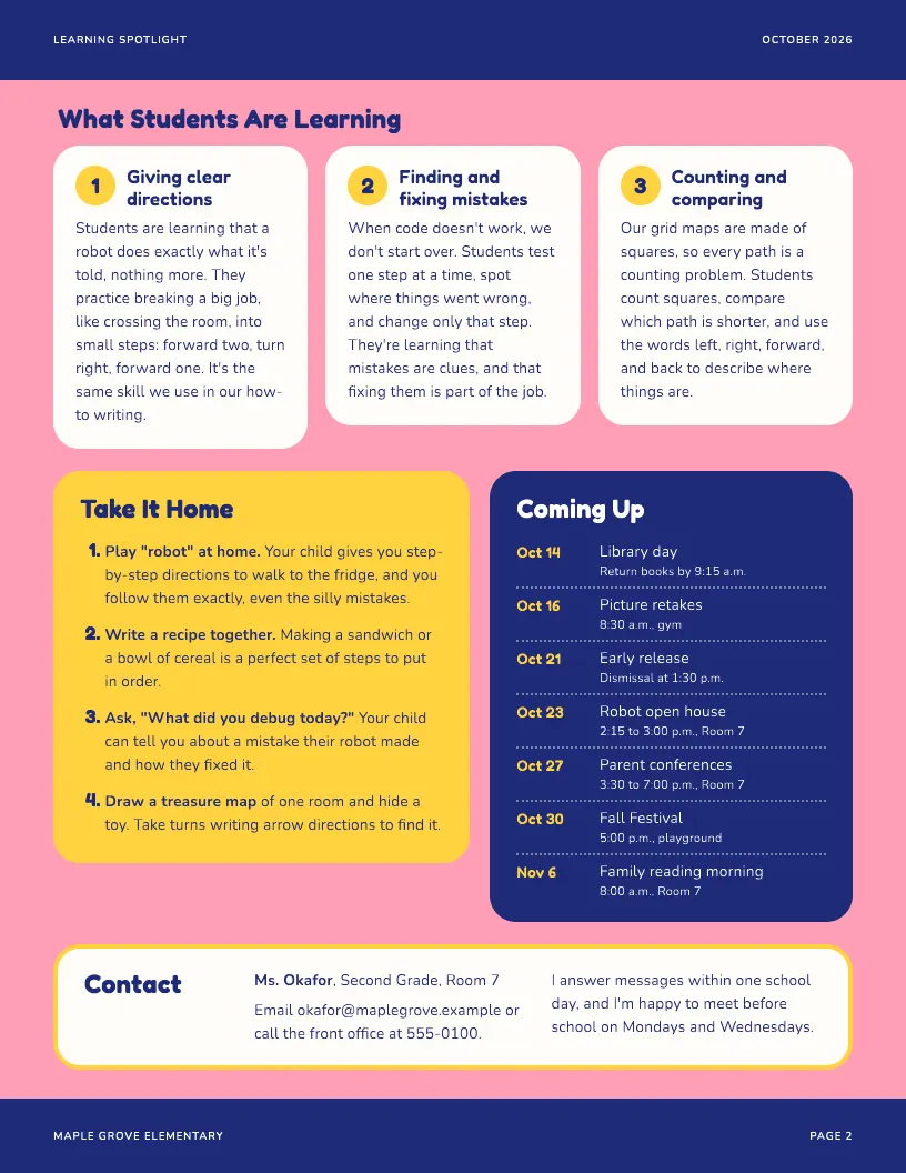 Learning Spotlight newsletter template, page 2