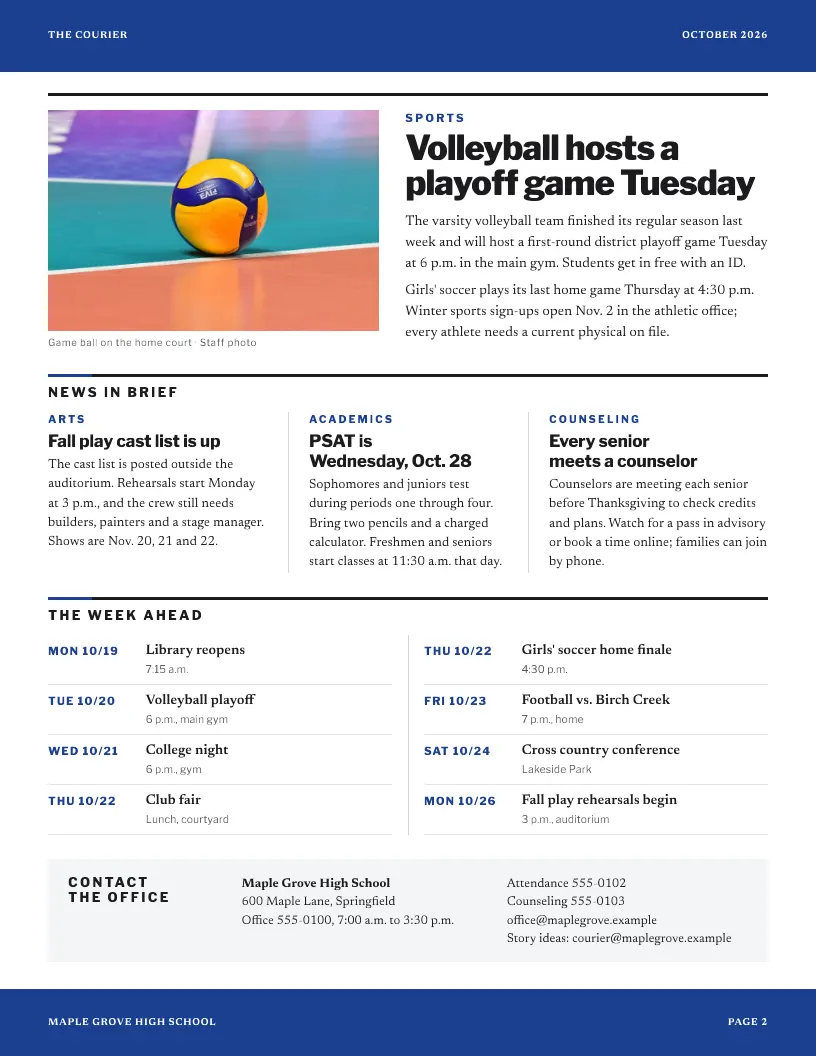 The Courier newsletter template, page 2