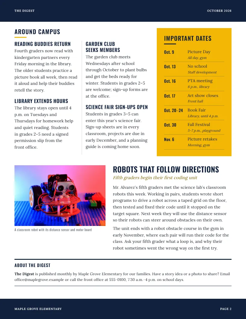The Digest newsletter template, page 2