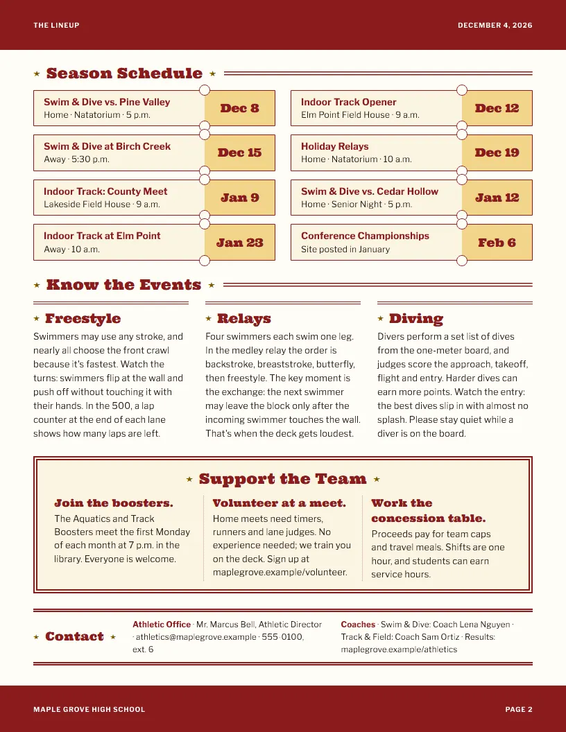 The Lineup newsletter template, page 2