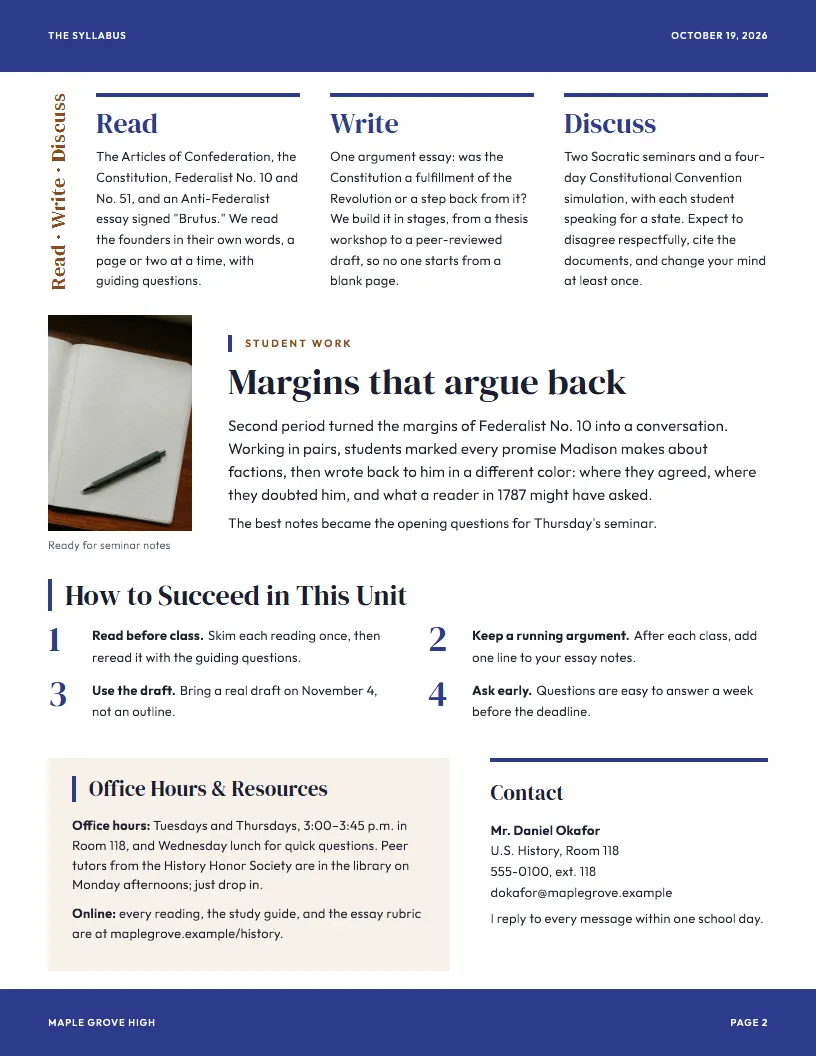 The Syllabus newsletter template, page 2