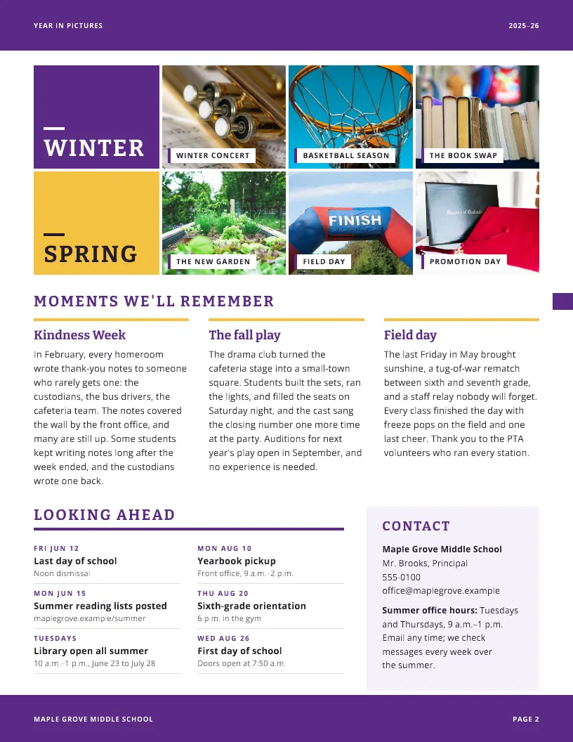 Year in Pictures newsletter template, page 2